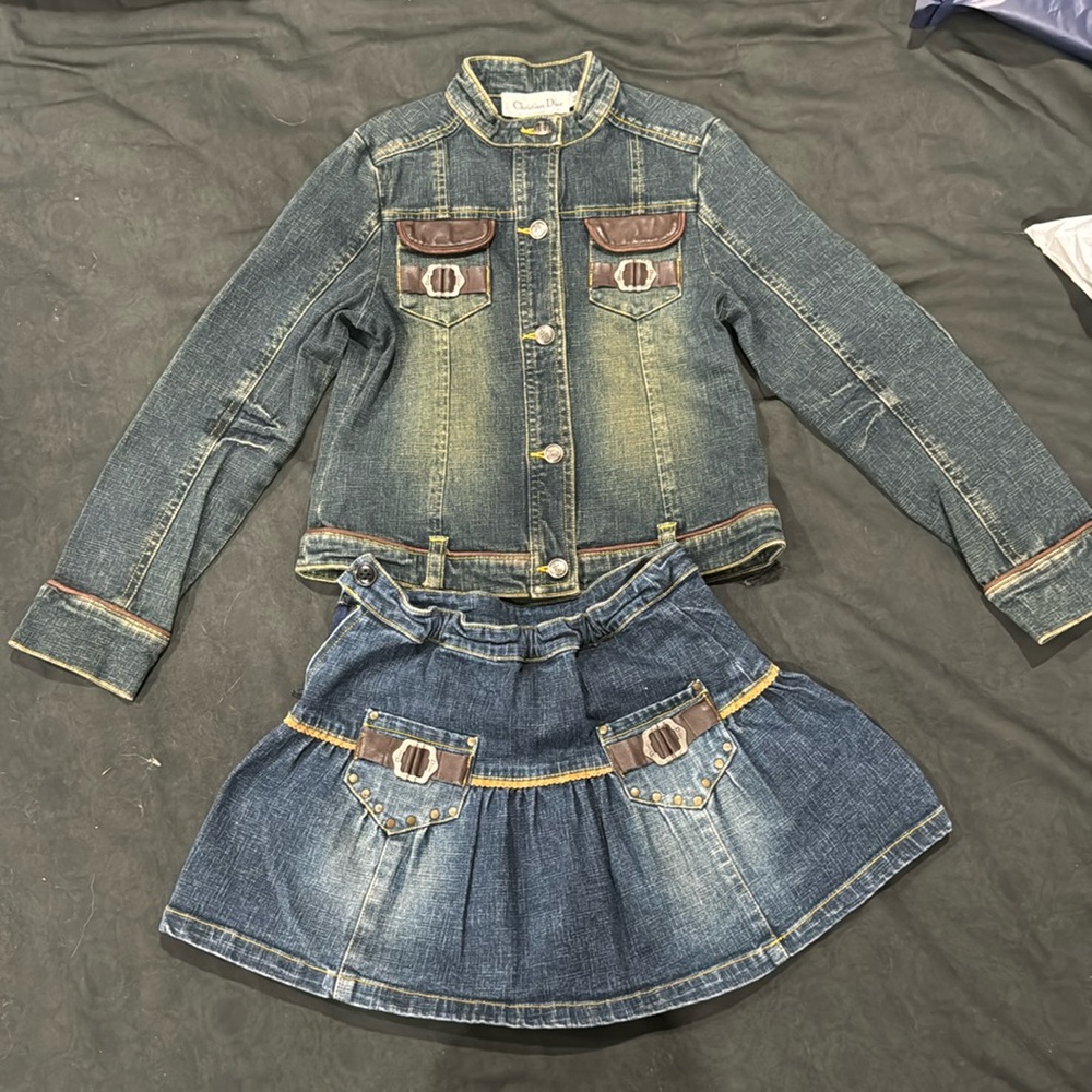 Christian Dior Girls 2 Piece Set Jean Jacket and Skirt